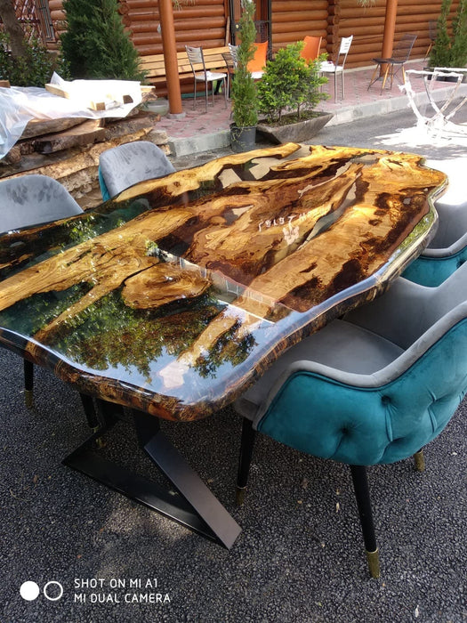 Olive Wood Epoxy Table, Olive Wood Table, Epoxy Dining Table