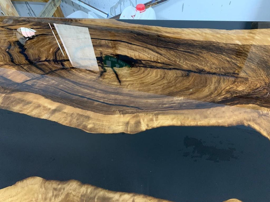 Walnut Dining Table, Custom 96” x 40” Unique Walnut Table, Black Epoxy River Table, River Dining Table, Custom Order for Cindy W