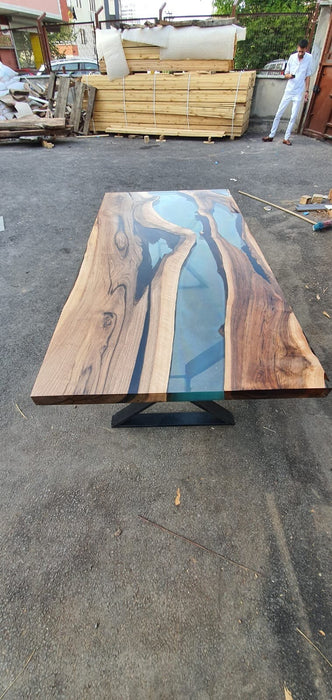 Walnut Dining Table, Custom 70” x 36” Walnut Table, Clear Epoxy Table, River Table, Live Edge Table, Custom Order for Alexis