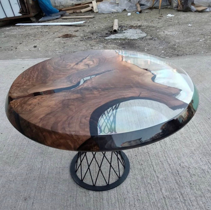 Round Epoxy Coffee Table, Walnut Coffee Table, Epoxy Coffee Table, Epoxy Resin Table, Live Edge Table, Made to Order Custom