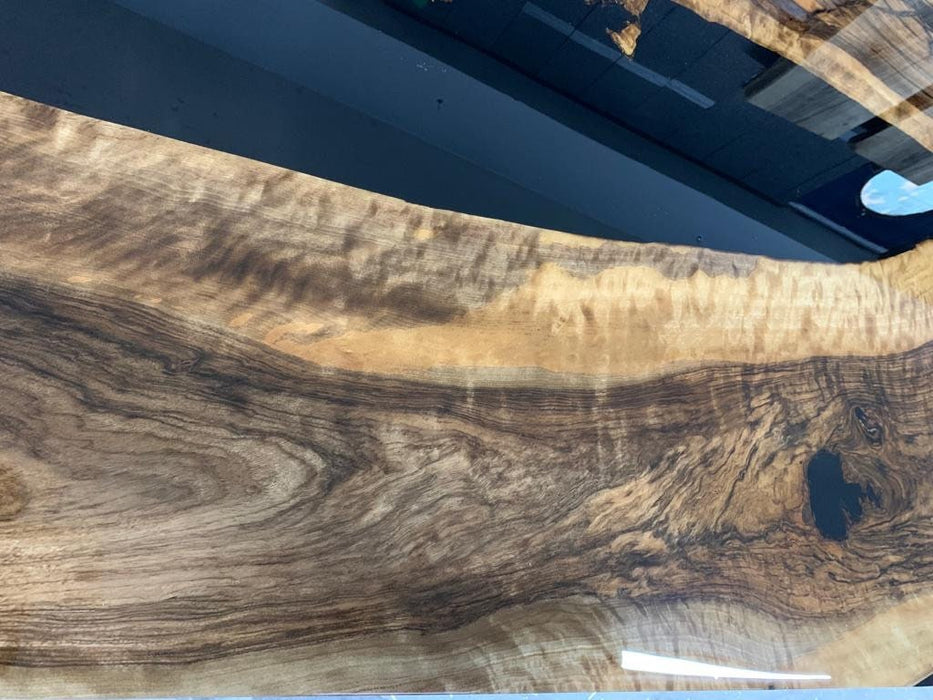 Walnut Dining Table, Custom 96” x 40” Unique Walnut Table, Black Epoxy River Table, River Dining Table, Custom Order for Cindy W