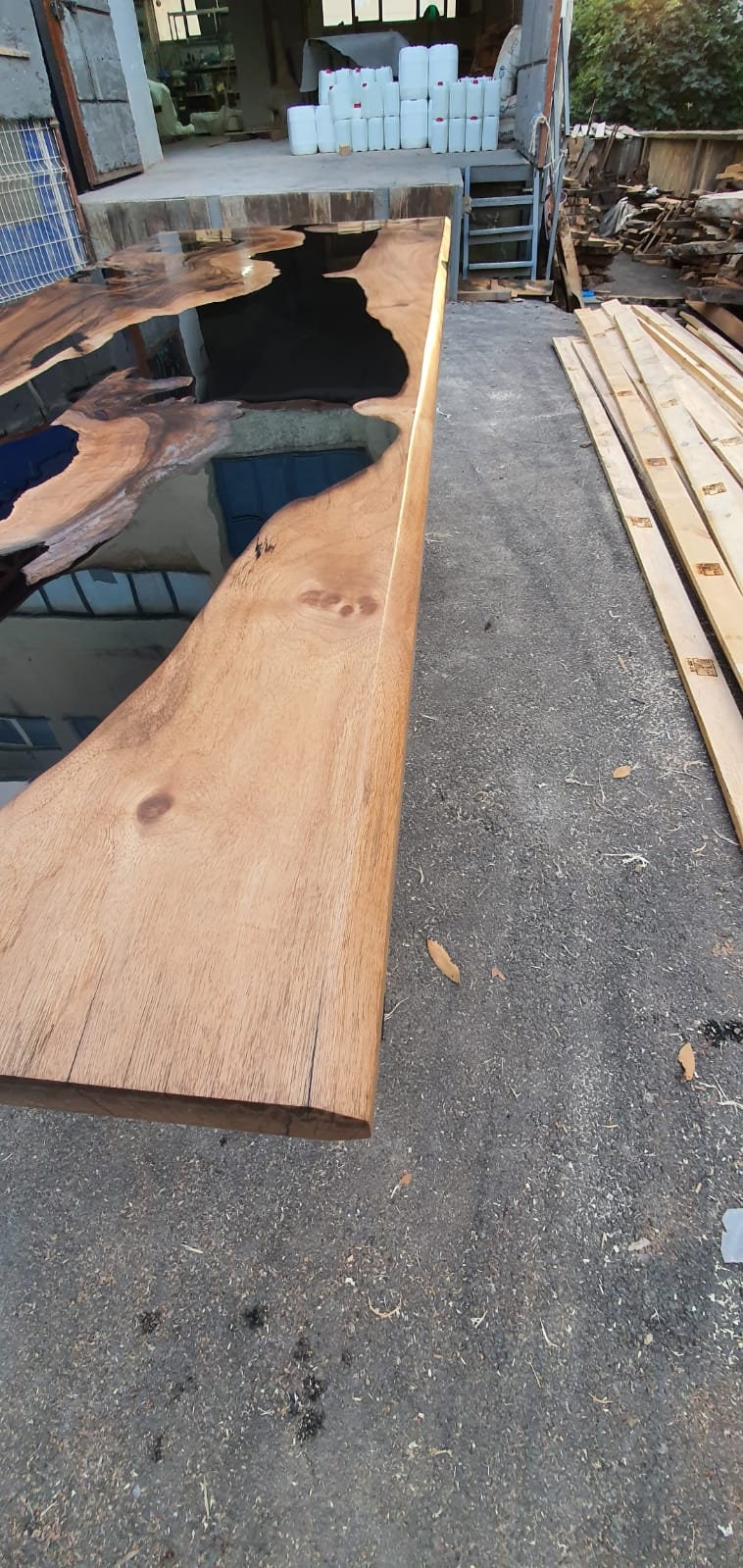 Walnut Dining Table, Custom 84” x 32” Walnut Black Table, Epoxy Dining ...