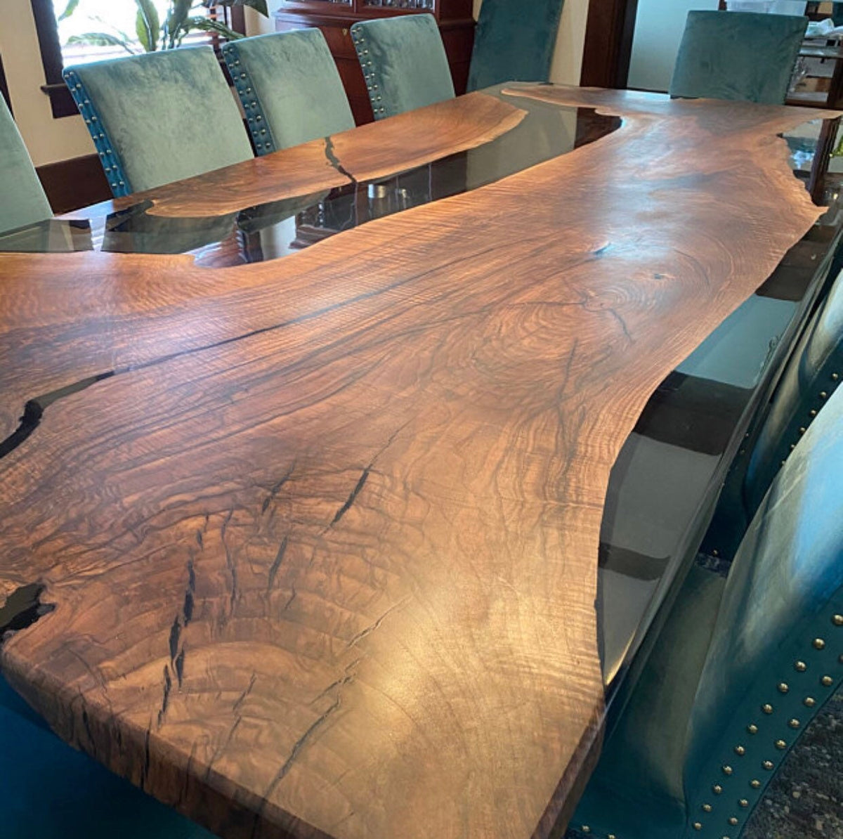 Walnut Dining Table, Epoxy Resin Table, Custom 108” x 48” Walnut Smoke ...