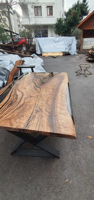 Handmade Unique Epoxy Table, Custom 60” x 40” Walnut Table Aquarium, Clear Epoxy River Dining Table, Walnut Epoxy Table, Order for Karen