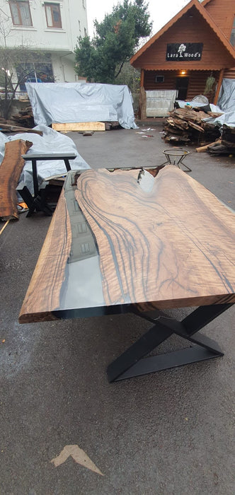 Handmade Unique Epoxy Table, Custom 60” x 40” Walnut Table Aquarium, Clear Epoxy River Dining Table, Walnut Epoxy Table, Order for Karen