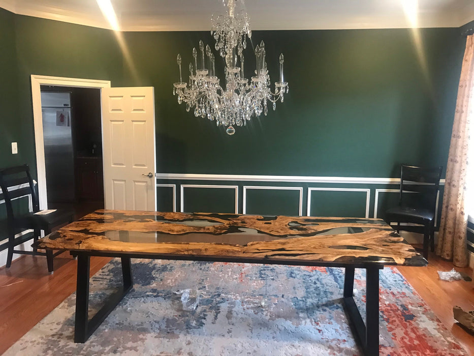 Olive Wood Epoxy Table, Custom 108” x 42” Olive Wood Table, Clear Epoxy Dining Table, River Table, Handmade Table, Custom Order for Michelle