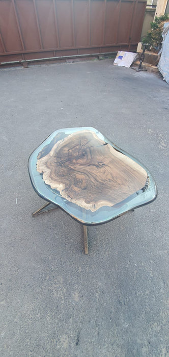 Round Dining Table, Epoxy Coffee Table, Custom 32” x 26” Round Table, Walnut Clear Epoxy Table, Epoxy Coffee Table