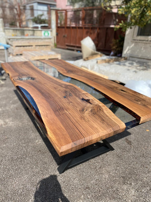 Walnut Dining Table, Custom 96” x 48” Clear Epoxy Table, River Dining Table, Walnut Epoxy Table, Custom Order for Mia