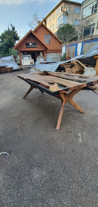 Walnut Dining Table, Custom 80” x 40” Walnut Smoke Gray Table, Epoxy River Table, Epoxy Dining Table, River Table, Custom  Order for Diana