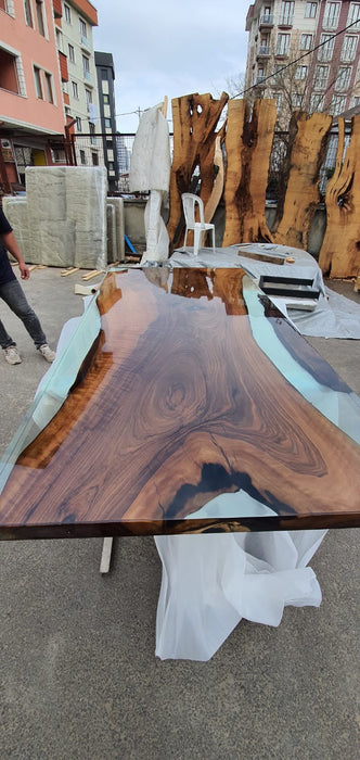 Custom Epoxy Table, Live Edge Table, Custom 78” x 40” Walnut Shiny Table, Clear Epoxy Dining Table, Wooden Table, Custom Order for Rumana