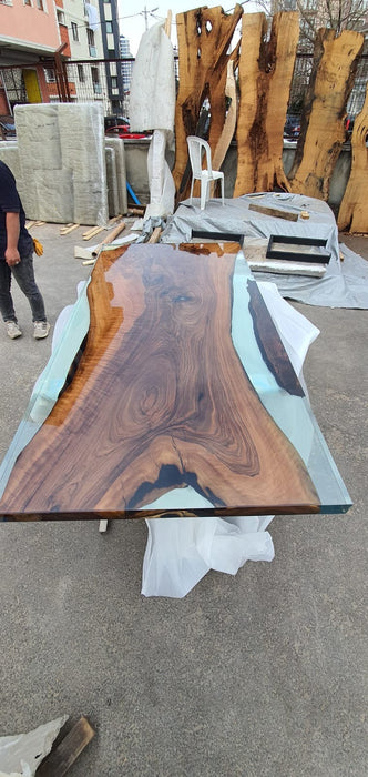 Custom Epoxy Table, Live Edge Table, Custom 78” x 40” Walnut Shiny Table, Clear Epoxy Dining Table, Wooden Table, Custom Order for Rumana