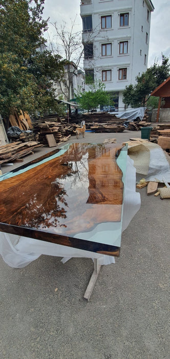 Custom Epoxy Table, Live Edge Table, Custom 78” x 40” Walnut Shiny Table, Clear Epoxy Dining Table, Wooden Table, Custom Order for Rumana