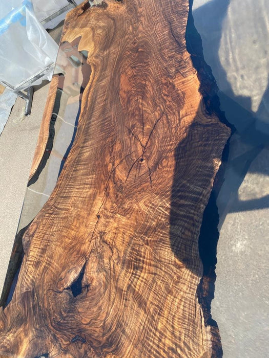 Epoxy Table, Epoxy Dining Table, Walnut Epoxy Table, River Dining Table, Custom 60” x 60” Walnut Smokey Gray Epoxy Table, Order for Sally D