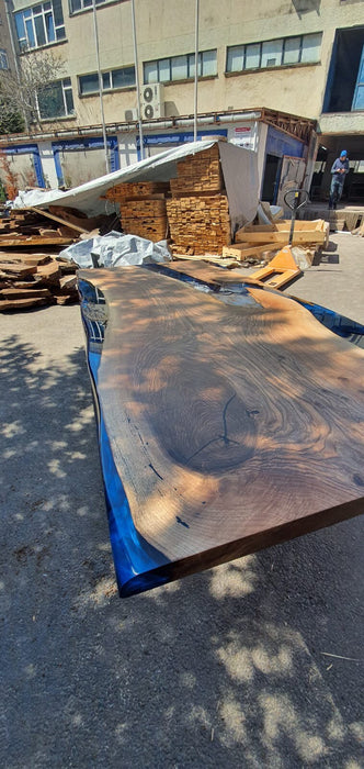 Walnut Dining Table, Custom 80” x 38” Walnut Blue Epoxy Table, River Table, Live Edge Table, Epoxy Resin Table, Custom Order for Jeff B