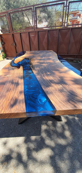Walnut Dining Table, Custom 80” x 38” Walnut Blue Epoxy Table, River Table, Live Edge Table, Epoxy Resin Table, Custom Order for Jeff B