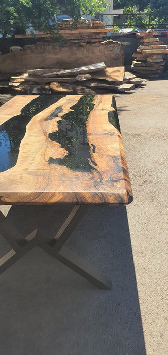 Walnut Dining Table, Custom 72” x 36” Wood Black Table, Epoxy Dining Table, Live Edge Table, Custom Order Nick P