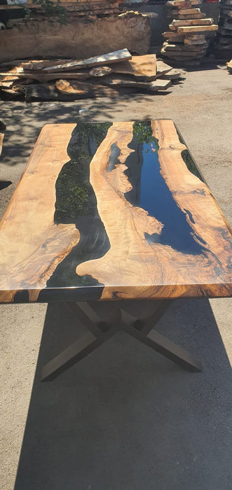 Walnut Dining Table, Custom 72” x 36” Wood Black Table, Epoxy Dining Table, Live Edge Table, Custom Order Nick P