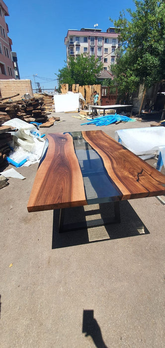 Walnut Dining Table, Custom 84” x 42” Clear Epoxy Table, Wooden Table,  River Table, Live Edge Table, Custom Order for Julia K