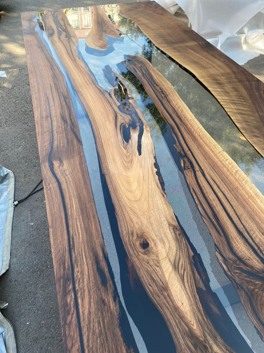 Walnut Dining Table, Custom 96” x 39.5” Walnut Wood Table, Clear Epoxy Table, River Table, Live Edge Table, Custom  Order for Beatriz