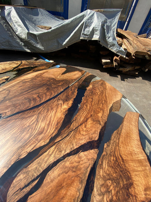 Round Dining Table, Custom 72” Diameter Round Table, Walnut Clear Epoxy Table, Epoxy Resin Table, Custom Order for Taylor M