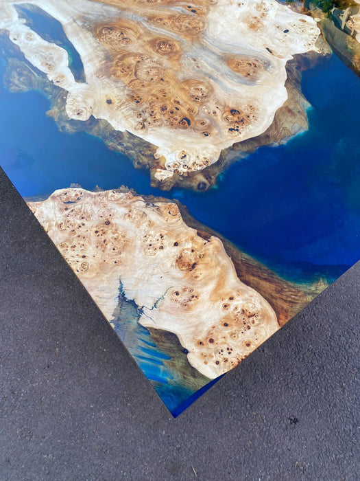 Poplar Table, Epoxy Resin Table, Custom 82” x 40” Poplar Wood Blue, Green, Turquoise Table, Epoxy River Table, Custom Order for Drenea