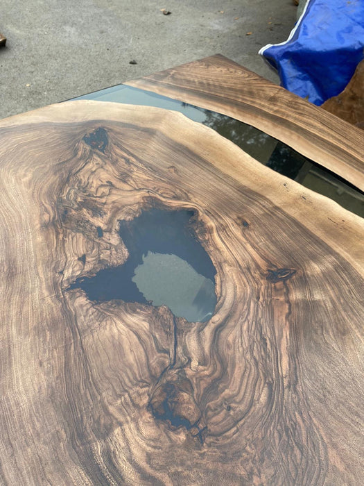 Walnut Dining Table, Epoxy Table, Epoxy Dining Table, Custom 80” x 36” Walnut Smokey Gray Table, Epoxy Dining Table, Order for Felicia 2