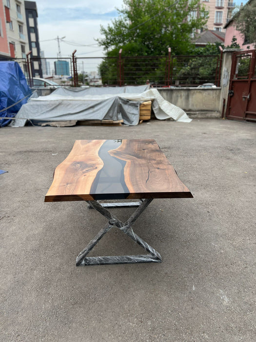Walnut Dining Table, Epoxy Dining Table, Custom 60" x 36" Walnut Table, River Table, Smoke Gray Epoxy Table, Order for Doris S
