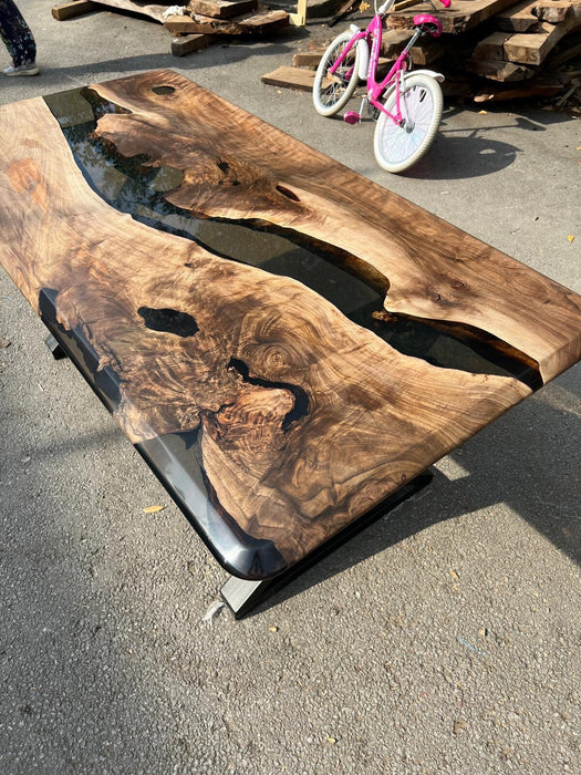 Handmade Epoxy Table, Walnut Dining Table, Live Edge Table, Epoxy Resin Table, Custom 72” x 36” Walnut Table, River Table, Order for Deese
