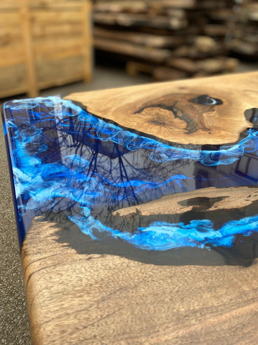 Handmade Epoxy Table, Epoxy Table, Epoxy Dining Table, Custom 60” x 33” Walnut Blue Ocean Epoxy Table, Epoxy Dining Table, Order for Tara