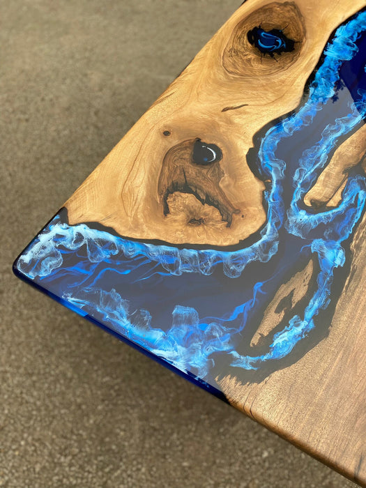 Handmade Epoxy Table, Epoxy Table, Epoxy Dining Table, Custom 60” x 33” Walnut Blue Ocean Epoxy Table, Epoxy Dining Table, Order for Tara