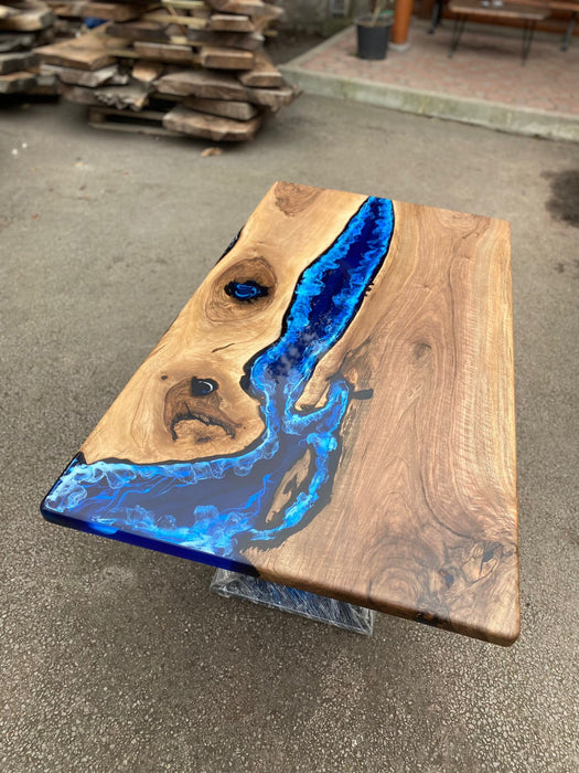 Handmade Epoxy Table, Epoxy Table, Epoxy Dining Table, Custom 60” x 33” Walnut Blue Ocean Epoxy Table, Epoxy Dining Table, Order for Tara