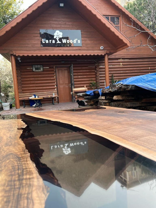 Handmade Epoxy Table, River Table, Custom 66” x 36” Walnut Smoke Gray Table, Epoxy River Table, Custom Order for Delailah