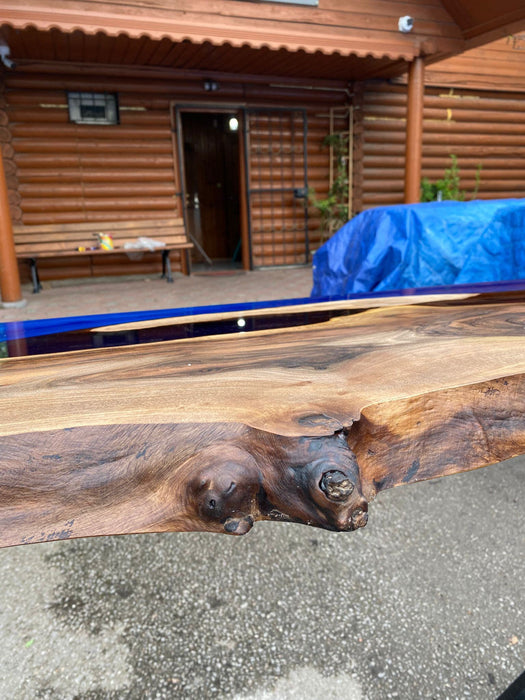 Epoxy Dining Table, Custom 60” x 16” Walnut Blue, Turquoise Console Table, Live Edge Table, Epoxy Console Table, River Table, for Nancy 1
