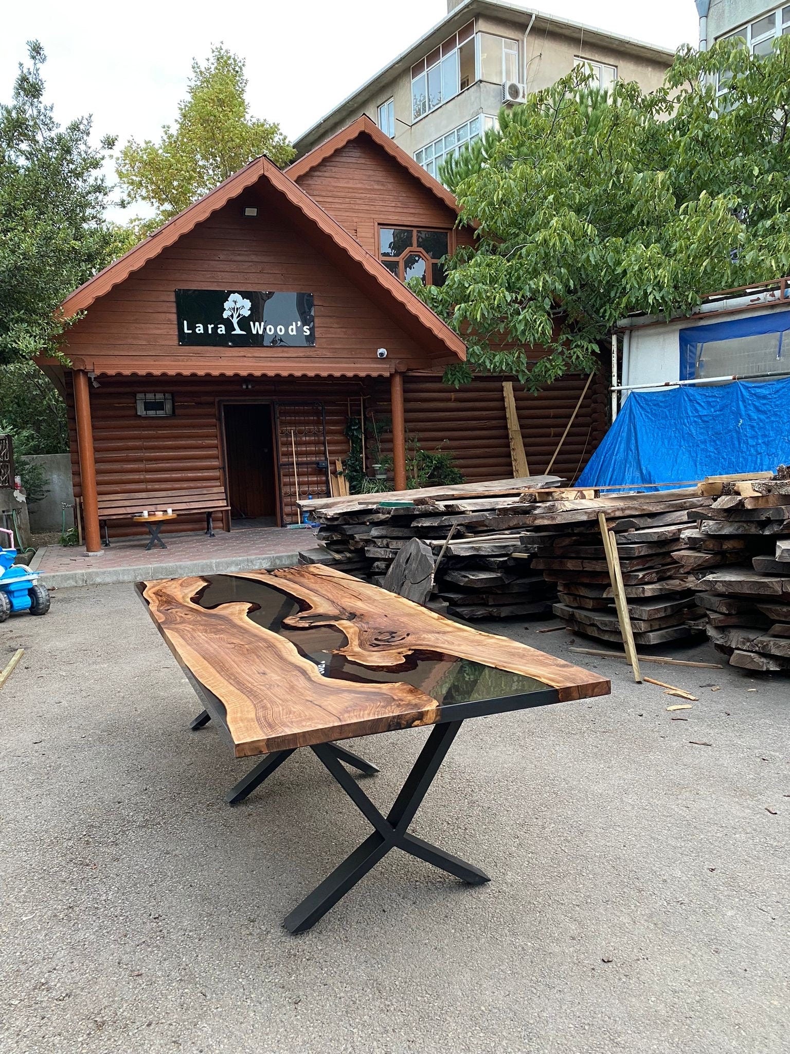 Epoxy Dining Table, Walnut Epoxy Table, Custom 290cm x 110cm Walnut Sm ...