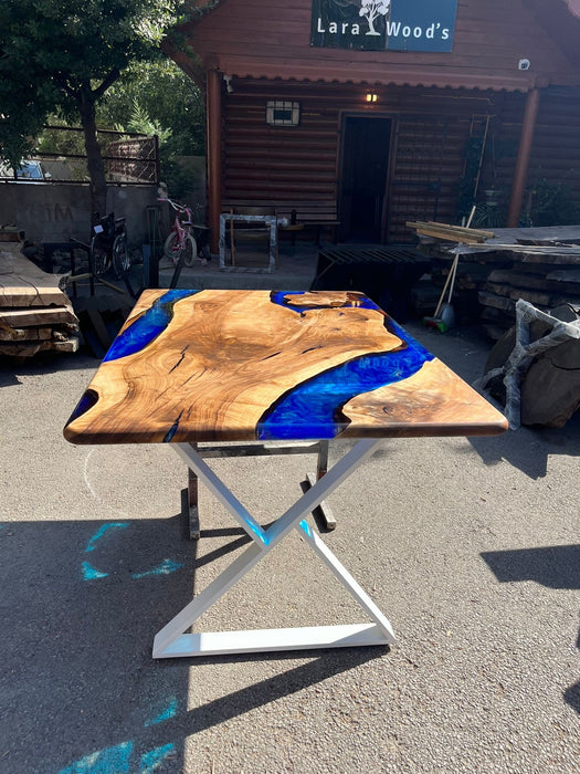 Epoxy Dining Table, Walnut Dining Table, Custom 66” x 44” Walnut Blue, Turquoise, Green Table, Epoxy Dining Table, Custom for Katherine P