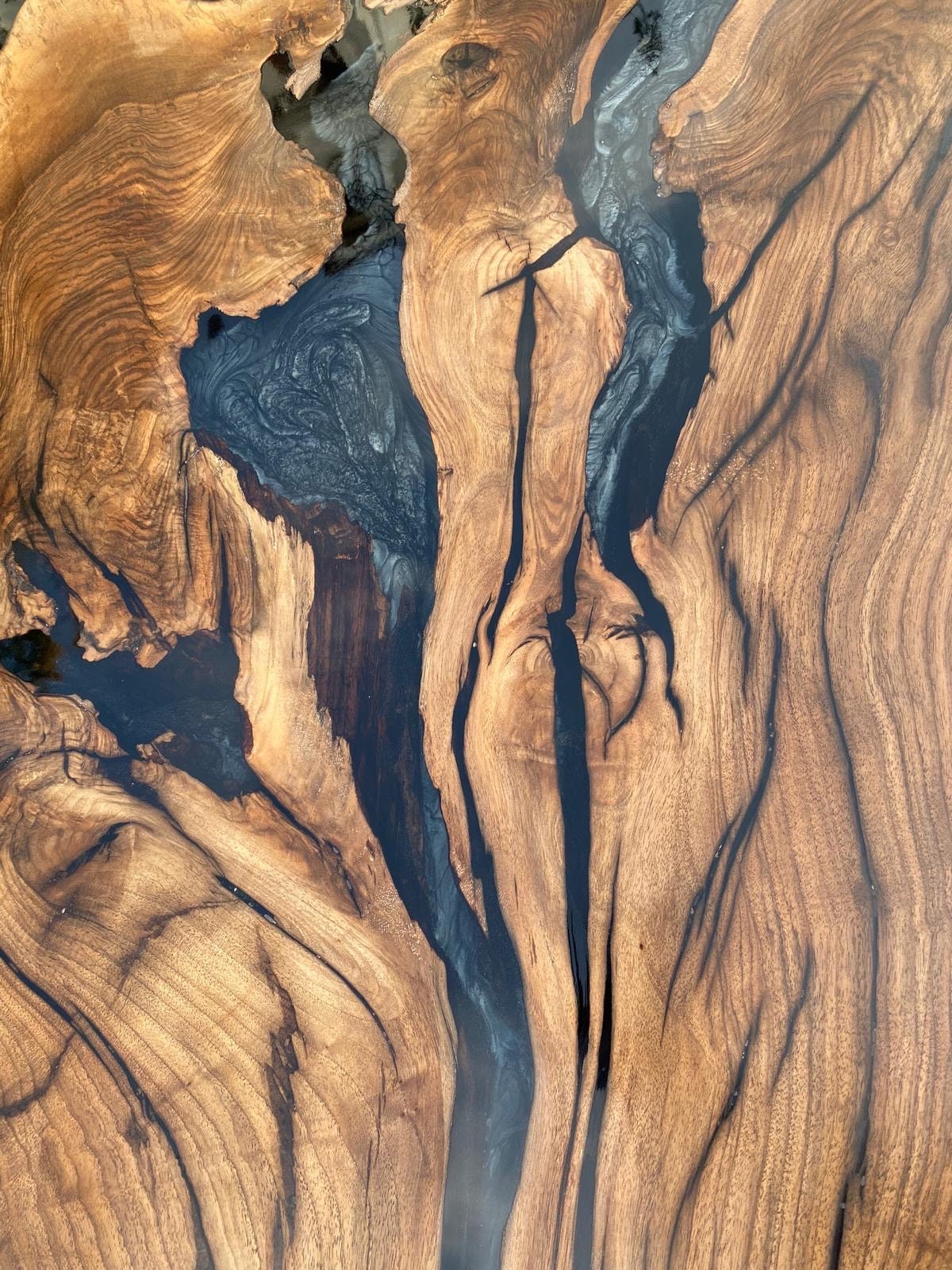 Walnut Wood Epoxy Table, Walnut Wood Table, Custom 96” x 48” Walnut Black Epoxy Table, Epoxy River Table, Custom Order for Srikar
