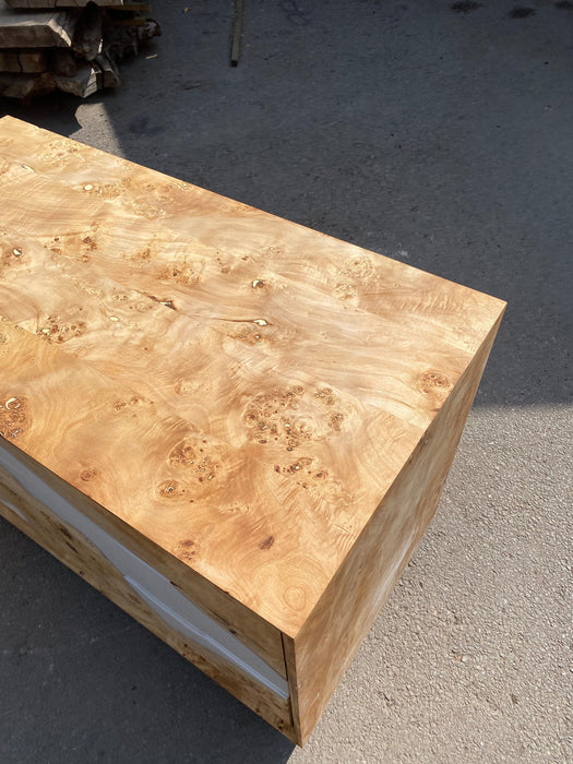 Custom 44” x 22” x 30” Epoxy Nightstand, Poplar Wood White Epoxy Resin Cabinet, Custom Epoxy Furniture, White Epoxy Nightstand for Kari F2