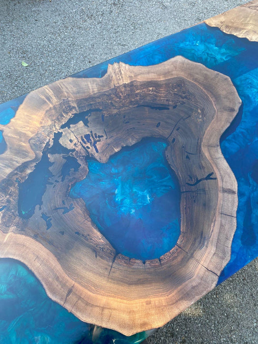 Walnut Dining Table, Custom 90” x 24” Walnut Blue, Turquoise, Green Table, Epoxy Dining Table, WoodenRiver Table, Custom for Alison John