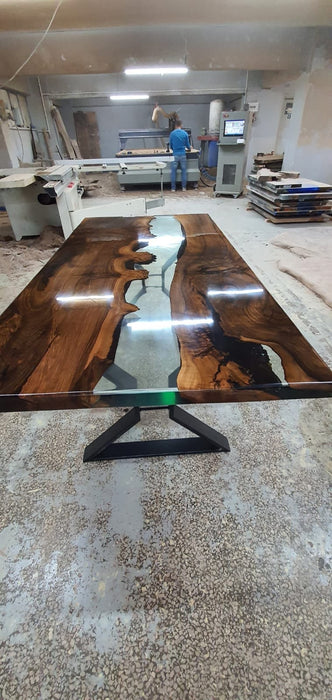 Clear Epoxy Resin Dining Table Top, Epoxy Wooden Table Top, Epoxy