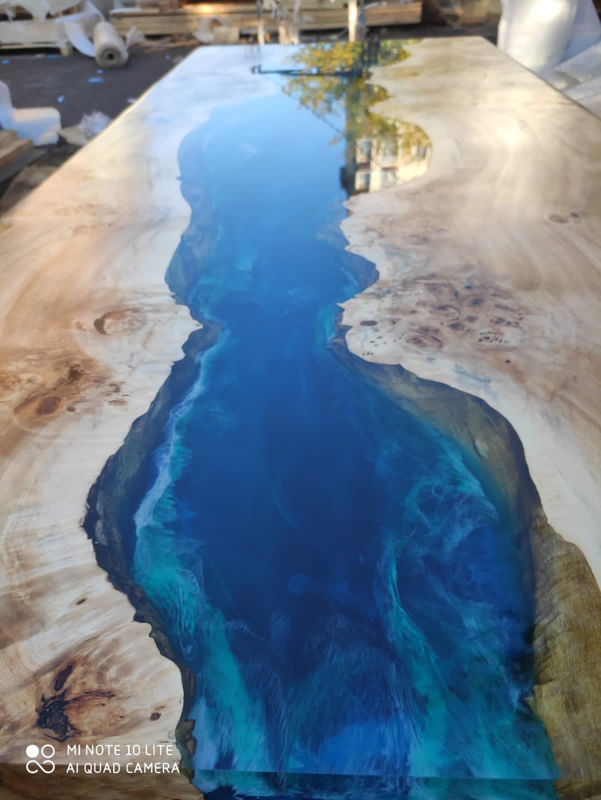 Epoxy Table, Epoxy Dining Table, Walnut Epoxy River Table, Custom 85” x 36” Poplar Wood Blue and Turquoise Epoxy Office Desk Table, for Clay