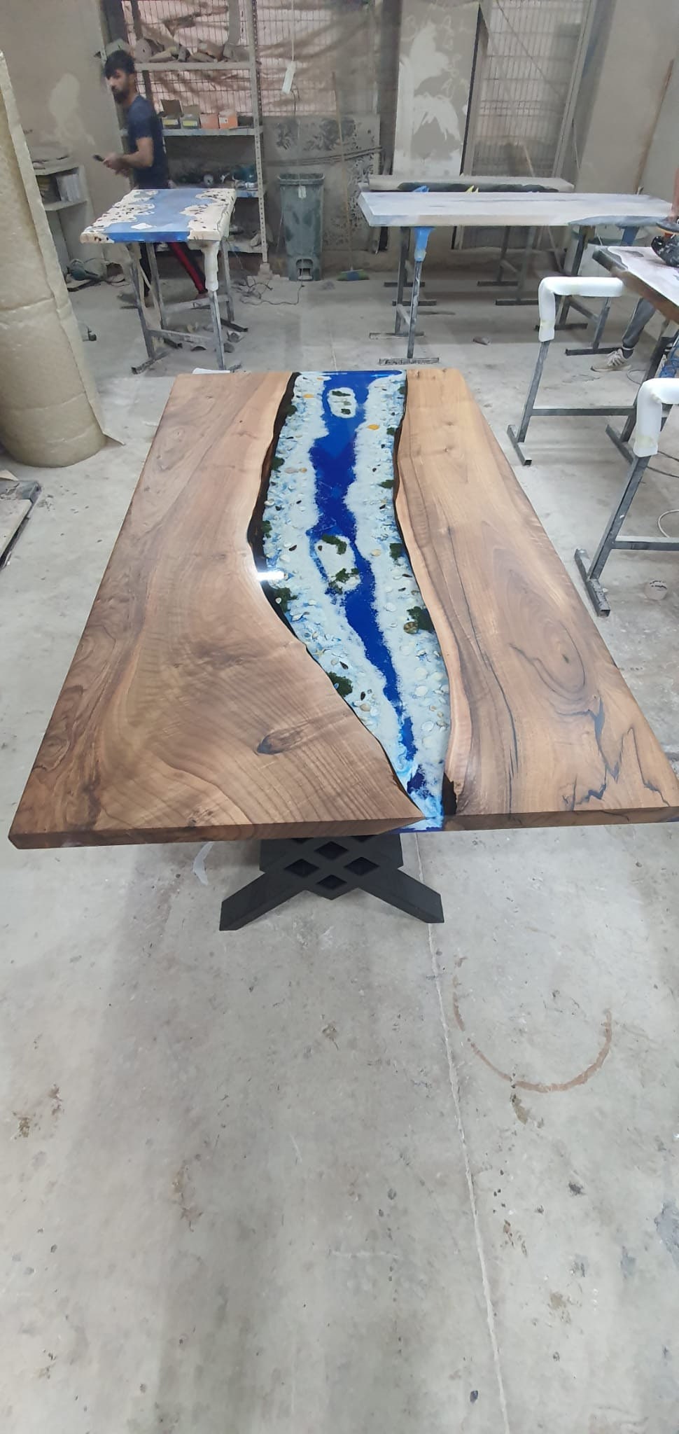 Ocean Table, Custom Dining Table, Custom 72” x 40” Walnut Wood Ocean Theme Table, Epoxy River Table Order, Epoxy Resin Table, for Daniel M