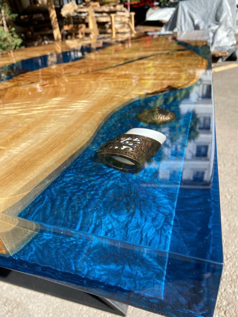 Poplar Epoxy Table, Handmade Epoxy Table, Custom 96” x 40” Poplar Wood