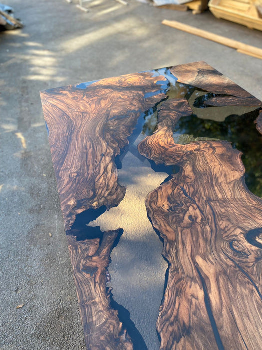 Walnut Dining Table, Epoxy Dining Table, Custom 84” x 36” Walnut Smokey Gray Table, Epoxy Resin Table, Live Edge Table, Order for Tara R