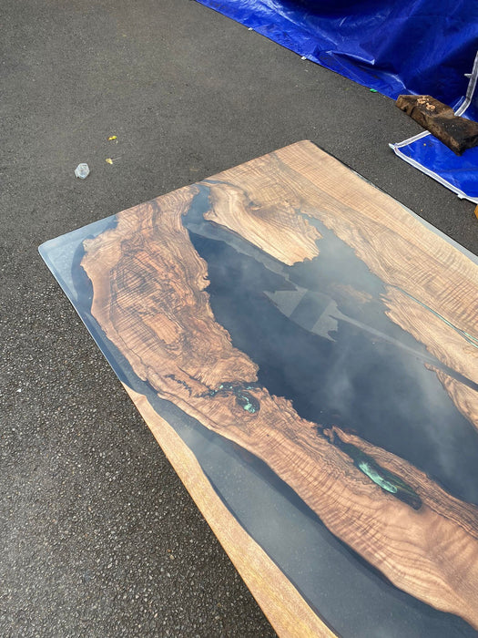 Live Edge Table, River Table, Custom 70” x 36” Walnut Smokey Gray Table, Epoxy River Dining Table, Custom Order for Nicole G