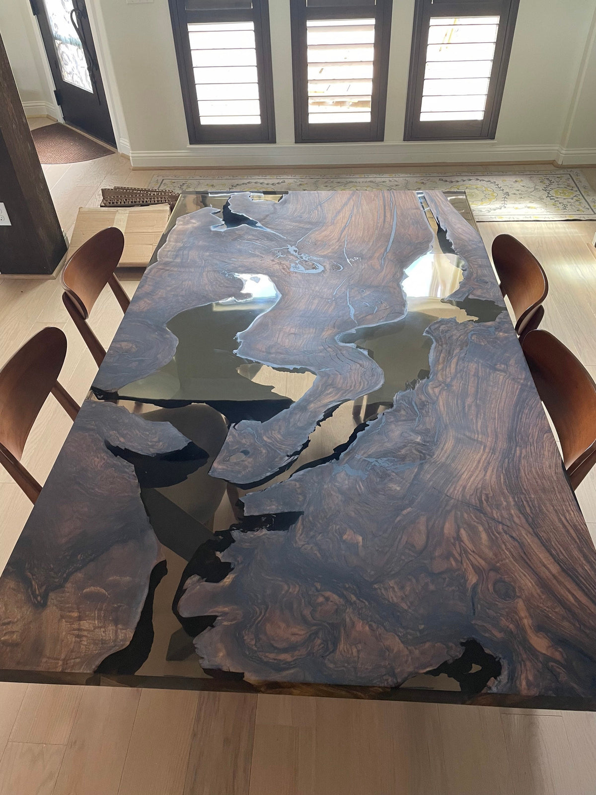 Walnut Dining Table, Epoxy Dining Table, Custom 84” x 36” Walnut Smoke ...