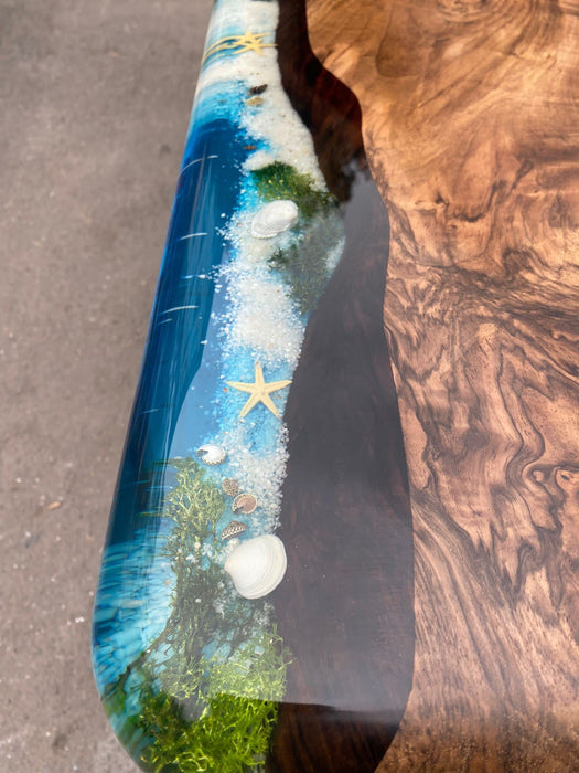 9' x 52 Black Walnut and Black Epoxy River Table