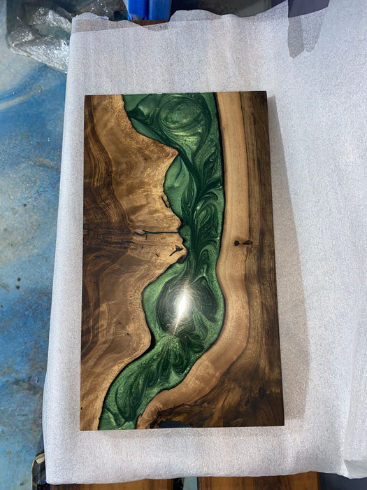 Custom 18”x 10”Walnut Wood, Epoxy Resin Table, Handmade Epoxy River Table, Custom Walnut Epoxy Table, Unique  Epoxy Table for Peggy1