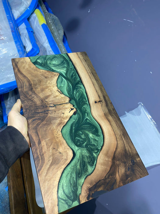 Custom 18”x 10”Walnut Wood, Epoxy Resin Table, Handmade Epoxy River Table, Custom Walnut Epoxy Table, Unique  Epoxy Table for Peggy1