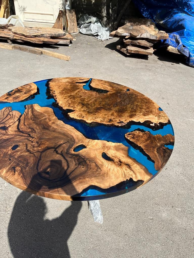 Round Dining Table, Custom 60” Diameter Round Table, Walnut - Main Image