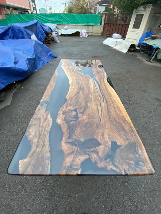 Walnut Dining Table, Custom 98” x 42” Walnut Table, Epoxy River Dining Table, Live Edge Table, Custom  Order for Noel